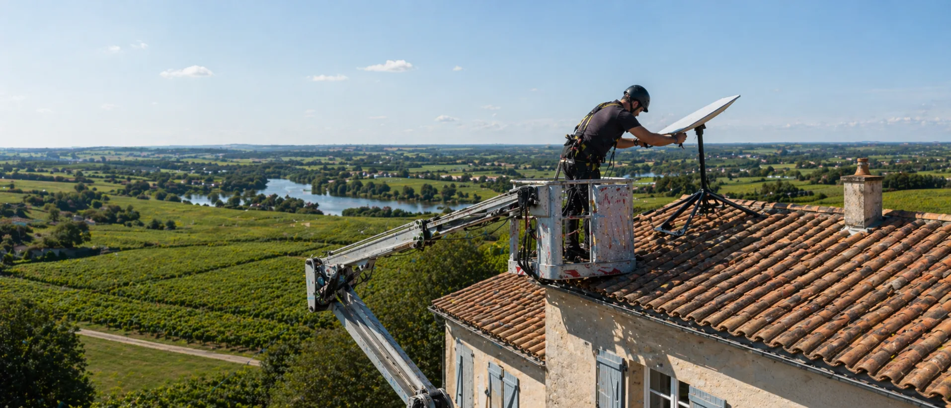 Installation Starlink sur toiture dans un logement isolé